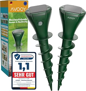 Maulwurf Vertreiber Solar [2er Pack] – Ultraschall & Vibrations Maulwurfschreck gegen Maulwürf…