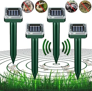 Ultraschall Maulwurfvertreiber für Mäuse, Maulwurfschreck für den Garten, Solar Maulwurfabwehr…