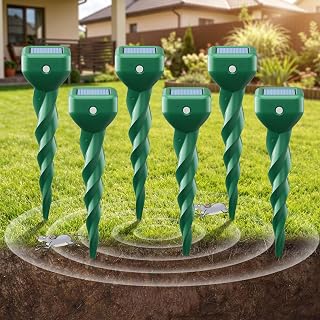 Solar Maulwurfschreck 6er Pack für Garten und Rasen, IP67 wasserdichter Maulwurf Vertreiber zur …