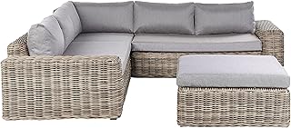 Beliani Garten Lounge Set gebürstetes Polyrattan braun mit Auflagen grau modular Palermo