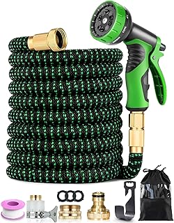 Gartenschlauch Flexibel 15m/50FT, Erweiterbarer Wasserschlauch mit 10-Funktions-Gartenbrause, 375…