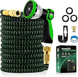 Yofidra Flexibler Gartenschlauch 15m, Strapazierfähiger 3 lagiger Latex Wasserschlauch 3/4 Zoll …