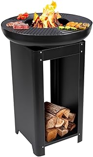 alpina 3-in-1 Feuerstelle und Grillplatte – Gartenkamin 61 x 90 cm – mit Teppanyaki-Grillplatte -…