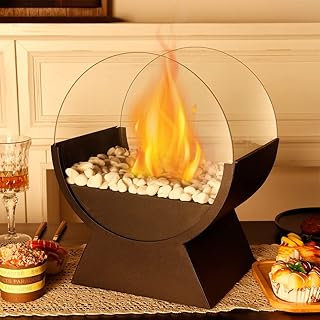 34cm H Windlichter Tisch-Kamin/Feuerstelle aus Metall und Glas für Inne Außenbereich Partys Ver…