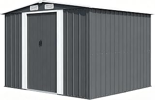 JUMMICO Metall Gerätehaus 8.9m³ Geräteschuppen 235x200x190cm, Gartenschuppen mit Fundament und…