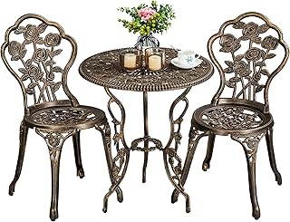Yaheetech 3tlg. Bistro Set Balkonset Gartenset mit Stühlen, Zwei Sitzhocker Gartenmöbel im anti…