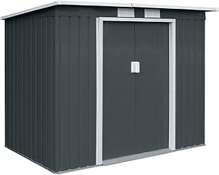 HATTORO P100 Gartenhaus mit Pultdach, Geräteschuppen 213x130x173cm, Gerätehaus mit 2 Schiebetü…
