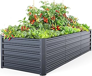 Ohuhu Metall Hochbeet Pflanzenbeet 240x90x60 cm, Hochbeete für Garten aus Robustes Stahlblech, R…