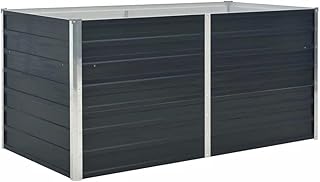 vidaXL Hochbeet aus verzinktem Stahl 160x80x77 cm, Anthrazit, wetterfest, Sicherheitskante faltba…