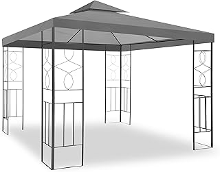 WASSERDICHTER Pavillon Romantika 3x3m Metall inkl. Dach Festzelt wasserfest Partyzelt (Anthrazit)