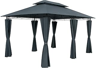 CASARIA® Pavillon Topas 3x4m Metall Wasserabweisend UV-Schutz 50+ mit Seitenteile Stabil Gartenp…