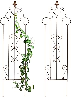 Relaxdays Rankgitter Metall, 2er Set, Vintage, HB: 116×35 cm, Rankhilfe Kletterpflanzen, zum Stec…