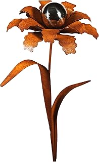 Bornhöft Gartenstecker Blume Metall Gartendeko Rost Edelrost rostiger Beetstecker 110cm Deko Ros…