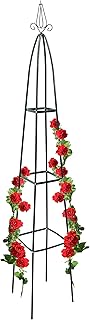 Relaxdays Rankturm Metall spitz 190 cm, Rankhilfe für Kletterpflanzen und Rosen, freistehende Ra…