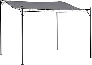 Outsunny Pergola Gartenpavillon Pavillon Überdachung Zelt Metall Grau 297x297cm