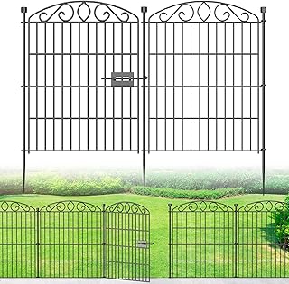 12 Paneele Gartenzaun mit Tor – 76,2 cm H x 7,2 m L, ohne Graben, rostfreier Metall-Hundezaun f…