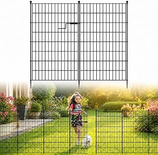 13-teiliger Gartenzaun mit Tür, 100 cm hoch x 8,5 m lang | rostfreies Metall, Hundezaun, Tierbar…