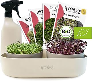 Plantura Bio-Sprossen Anzucht-Set (Komplett), keimstarkes Bio-Saatgut, für Sprossen & Microgreen…