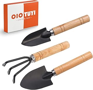 Mini Gartenwerkzeug Set, 3-teilige Gartengeräte mit Mini Schaufel und Harke, Kinder und Zimmerpf…