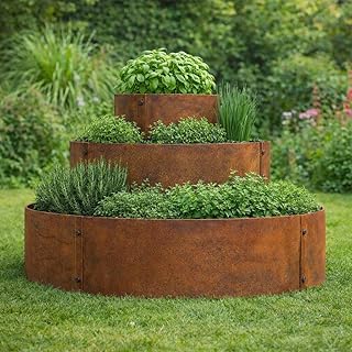 ESTEXO Pflanzpyramide Blumenbeet Hochbeet Kräuterbeet Kräuterspirale Metall Pflanzring Ring Ros…