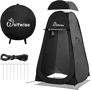 WolfWise PRO Pop Up Duschzelt Camping Silberbeschichtet mit Boden, Überzelt | Toilettenzelt mit …