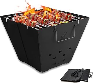 Snowpea – Tragbare Feuerstelle für Camping, Outdoor-Feuerstelle mit Tragetasche, Eisen-Feuerscha…