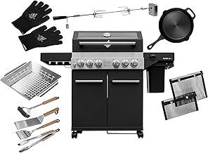 Gas-Grillstation Hektor 4B-S BBQ-Set mit Abdeckhaube, Drehspieß, Grillzubehör, 3 Brenner, Infra…
