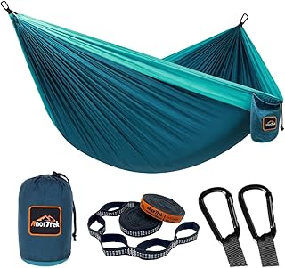 AnorTrek Camping Hängematte, superleichte tragbare Fallschirm Hängematte mit Zwei Baumgurten Ei…