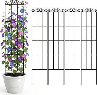 ARIFARO Metall-Gartenspalier für Kletterpflanzen 147cm (4er-Pack) Stabiles Pflanzenspalier für …