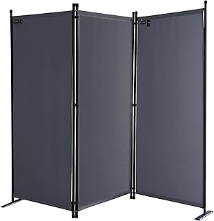QUICK STAR Paravent 3 Teilig 170 x 165 cm Grau – Garten & Balkon Sichtschutz Stellwand Innen & Au…