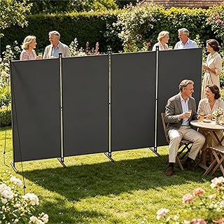 UISEBRT 320 x 180 cm Paravent Outdoor wetterfest mit Heringen und Abspannleinen,Klappbar Freisteh…