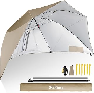 Join Nature Strandmuschel 2 in 1 Strandschirm Umschaltbar Ø 270cm Sonnenschirm Strand Groß mit …
