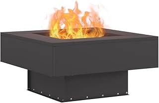 vidaXL Feuerstelle Schwarz 60 x 60 x 30 cm Stahl, Stylischer moderner Feuerplatz, quadratische Fe…