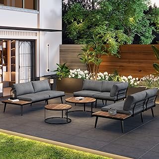 Moimhear Gartenlounge-Set für 5-6 Personen, Gartenmöbel, Essgruppe für Terrasse Balkon Garten …