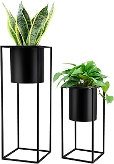 TRIROCKS 2er-Set Moderne Pflanzgefäße mit Ständer für Drinnen und Draußen 70/45 cm Hohe Blum…