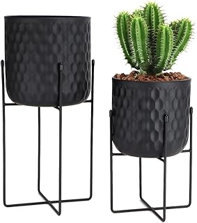 TRIROCKS Set Von 2 Pflanzgefäßen Mit Ständer Innen Außen Metall Pflanzenständer 45cm & 31cm …