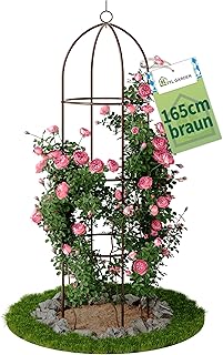 TTL GARDEN 165x40cm Obelisk Rankhilfe L braun – Rosen Rankgitter Metall | – rostfrei für Kletter…
