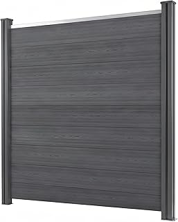 WPC Sichtschutzzaun Komplettset Anthrazit – Gartenzaun mit robusten 10×10 cm WPC Pfosten, Lamel…