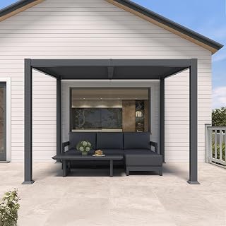 PURPLE LEAF Terrassenüberdachung 2,5 x 3 m Pergola mit Schräg verstellbaren Alu-Lamellen Garten…