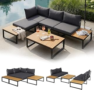 STEELSØN Zandra Gartenlounge Outdoor – modulares Gartenmöbel Set mit Ecksofa & Tisch wetterfe…