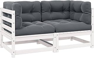 vidaXL Gartensofa 2-Sitzer, Gartenmöbel 2 Ecksofa mit Kissen, Modular Sofa Lounge Sitzgruppe fü…