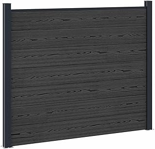 WPC Zaun Komplettset 180 x 146 cm, Sichtschutzzaun Schwarz für Garten und Terrasse, Robustes Zau…