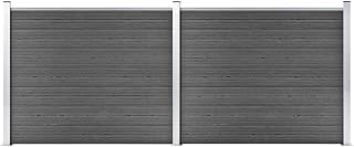 Zaunelement Set WPC 353×146 cm Schwarz, Robuste Gartenabgrenzung mit Holzmaserung, Modulares Sich…