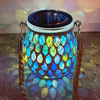 1PCS Solar Mosaik Leuchte Oval für Außen, On/Off Glas Mosaik Hängend Licht Solarlaterne Tischl…
