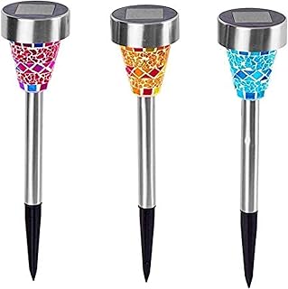 DRULINE 6 Stück Mosaik Lampen Solar Gartenleuchte Wegeleuchten Bodenleuchte Außen Garten Licht …
