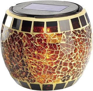 esotec Solar Mosaikleuchte Brillant, Echtglas, mehrfarbiges Mosaik, LED Tischleuchte außen, Deko…