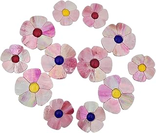 Anktily Buntglas-Mosaikfliesen-Set, 12 Blumen mit Blütenblättern und flachen Perlen für Bastel…