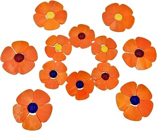 Anktily Buntglas-Mosaikfliesen-Set, 12 Blumen mit Blütenblättern und flachen Perlen, für Baste…