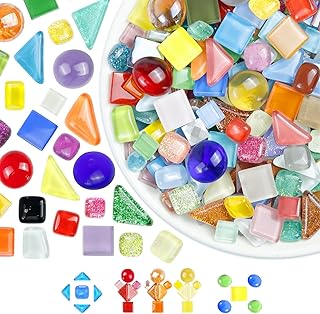 900g Mosaiksteine zum Basteln, Mini Mosaikfliesen, Farbenfrohe Mosaik Bastelset, Kristall Glasmos…