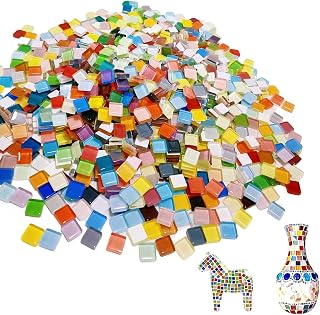 1kg Glasmosaiksteine Mosaiksteine zum Basteln 1x1cm Bunt Mosaik Steine | Kristall Mosaikfliesen M…